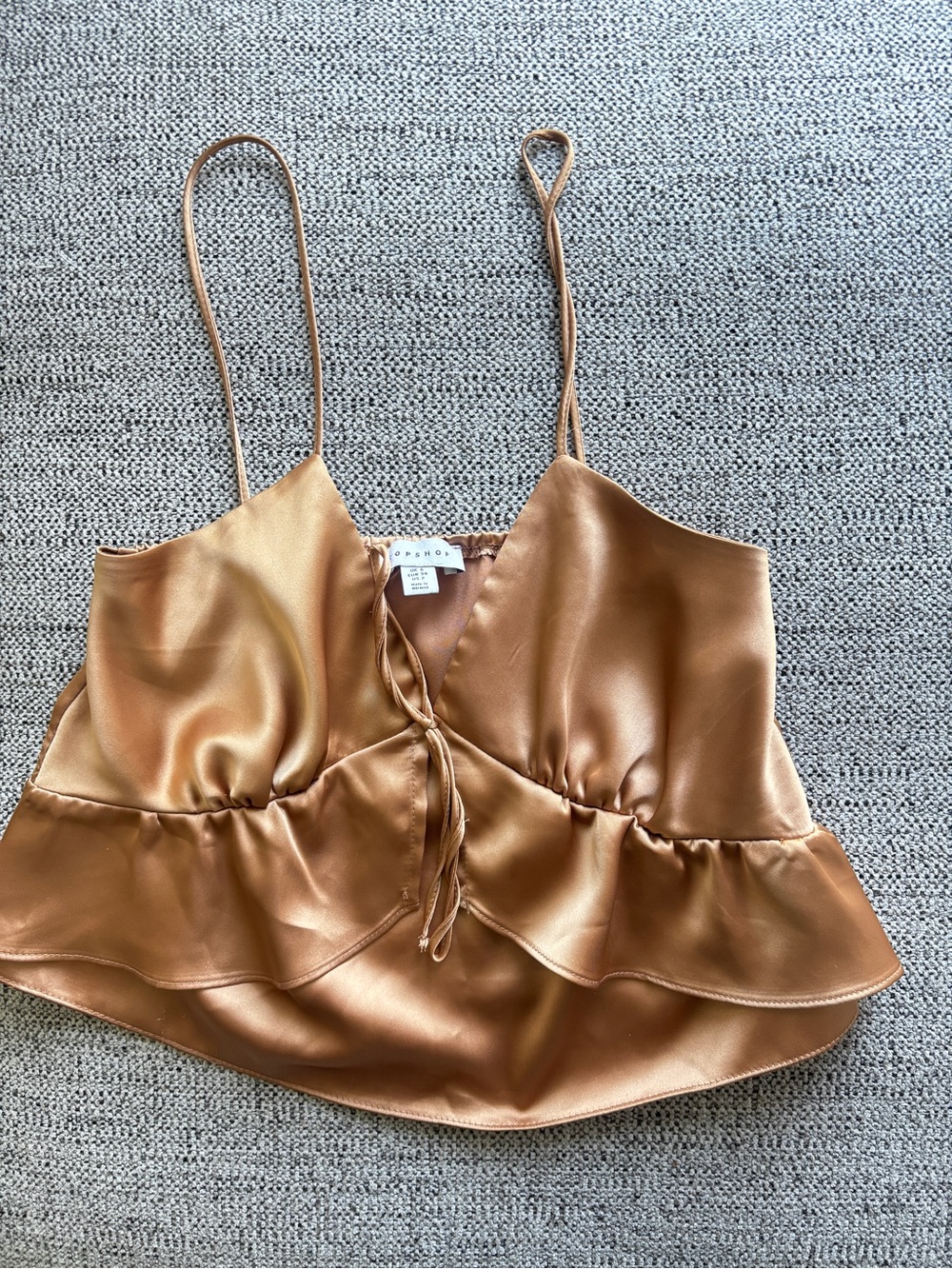 Topshop Satin Crop Top With Tie Front Detail